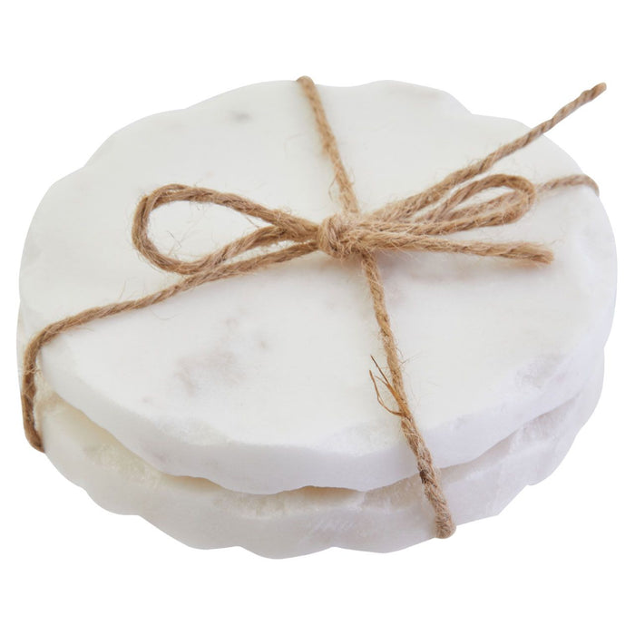 Rough Edged White Marble Coasters - Set of 4