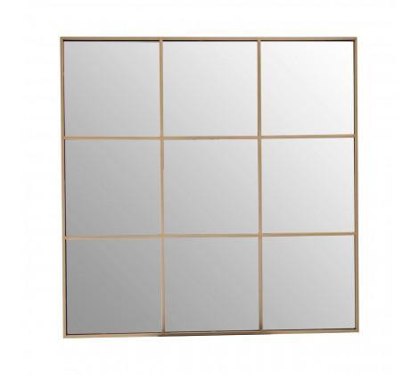 Grid Wall Mirror With Gold Finish Frame - Modern Home Interiors