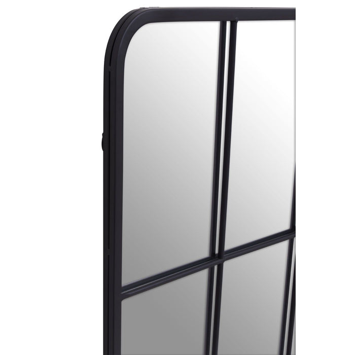 Curved Black Edge Tall Window Grid Wall Mirror - 140cm