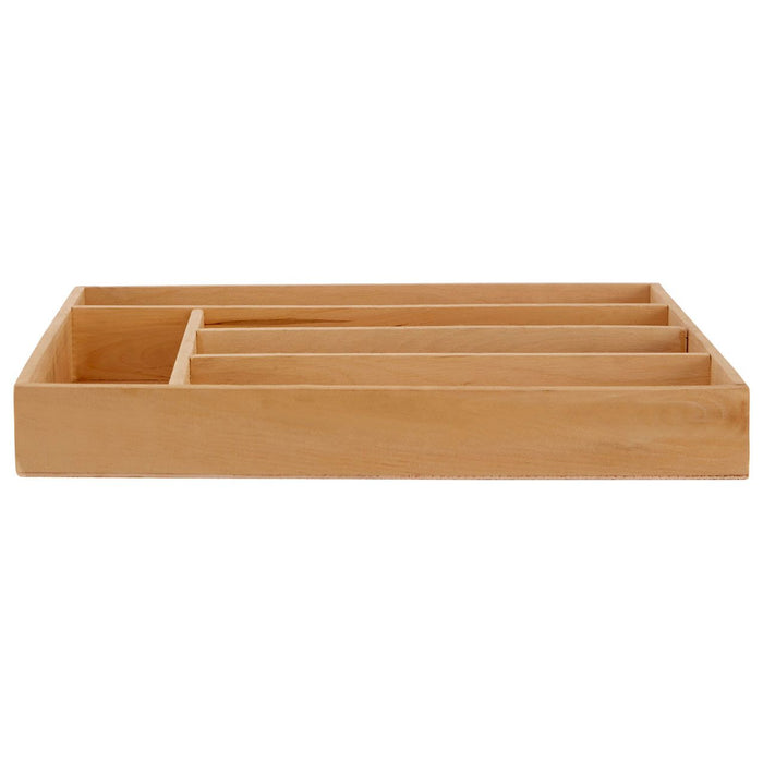 Wooden 5 Compartment Kitchen Organisation Cutlery Tray 30 x 38cm