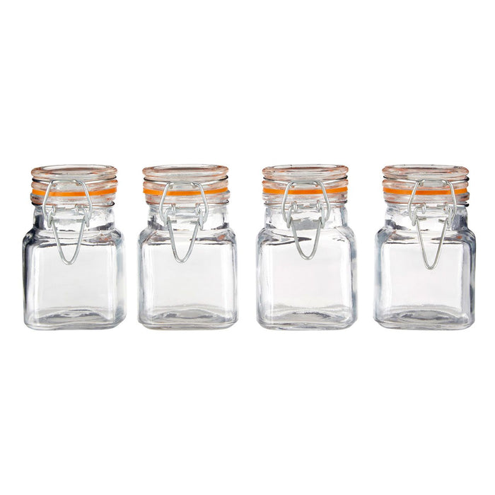 Airtight Rubber Seal Clip Top Lid Glass Jars (Set of 4)