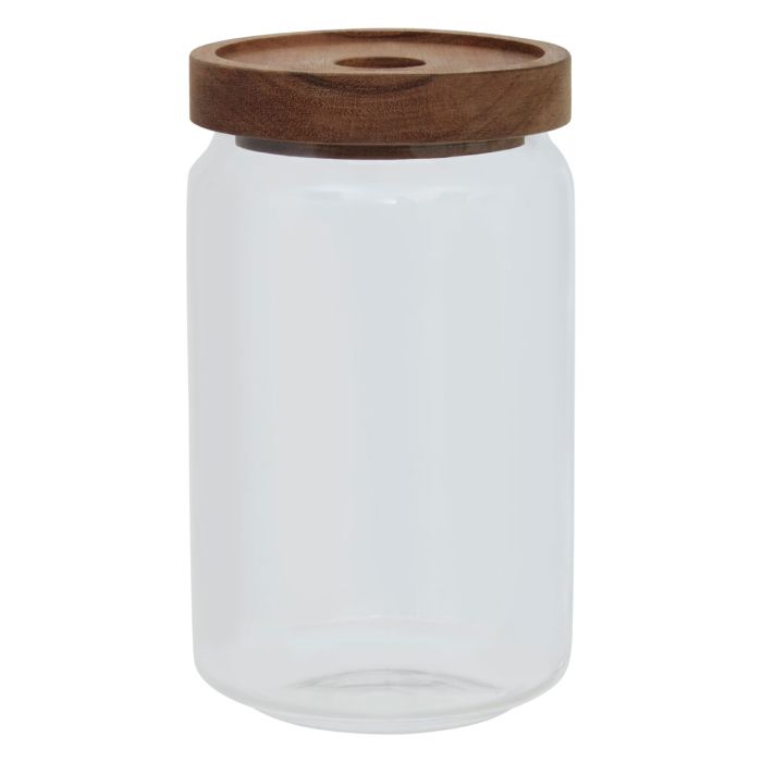 Freska Clear Glass and Acacia Wood Preserving Food Storage Jar - 800ml