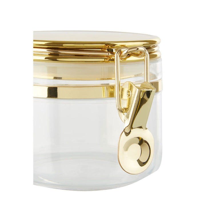 Small Clear Gold Metallic Canister