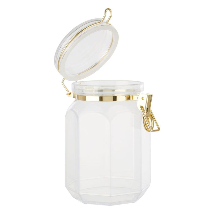 Geometric Large Clear Gold Metallic Canister