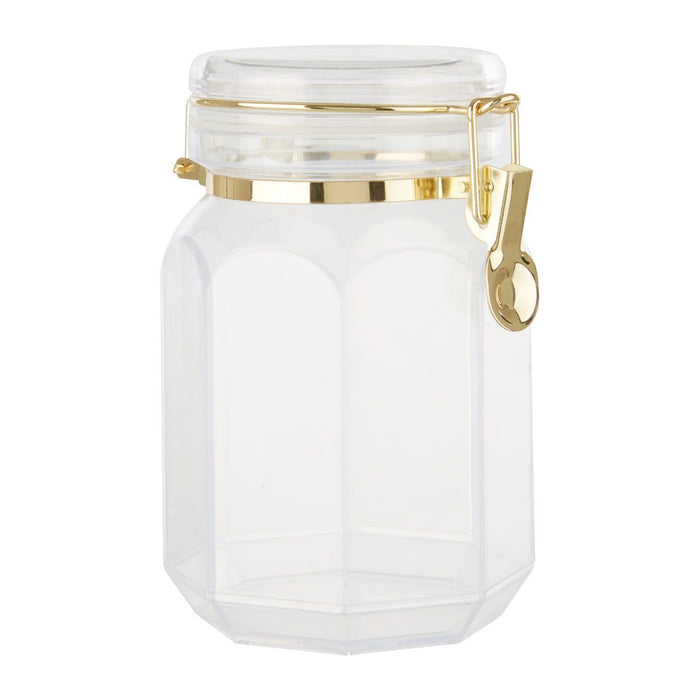 Geometric Large Clear Gold Metallic Canister