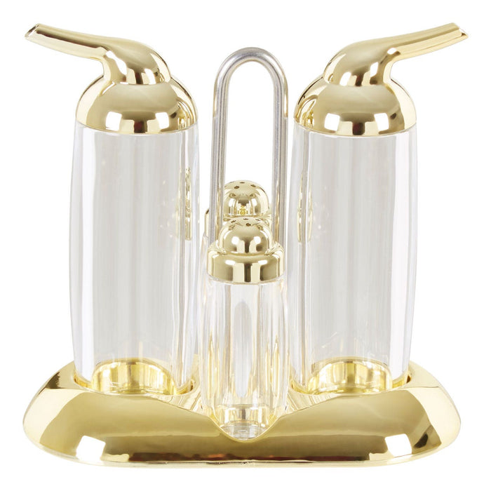 Gozo Transparent and Gold 4Pc Condiments Set - Modern Home Interiors