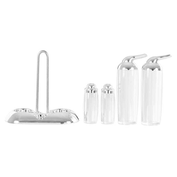 Gozo Transparent and Silver 4Pc Condiments Set - Modern Home Interiors