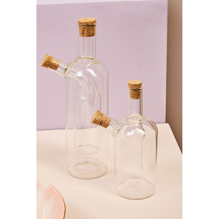 Oil and Vinegar Dispenser Apparatus Plain Inner Borosilicate Glass Bottle