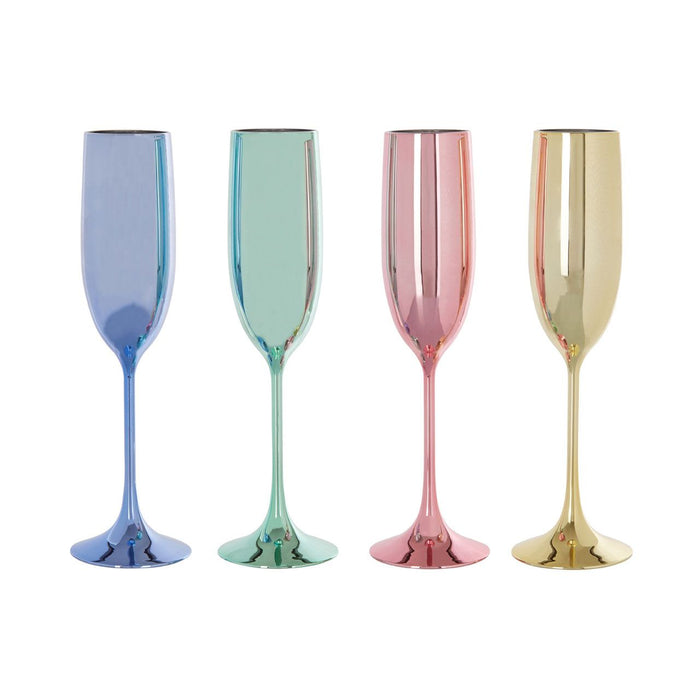 MIMO SET OF 4 MULTICOLOUR CHAMPAGNE GLASSES - Modern Home Interiors