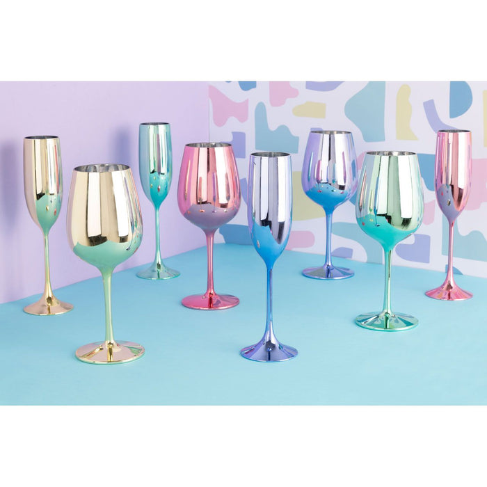 MIMO SET OF 4 MULTICOLOUR CHAMPAGNE GLASSES - Modern Home Interiors