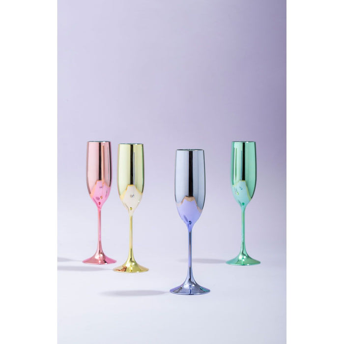 MIMO SET OF 4 MULTICOLOUR CHAMPAGNE GLASSES - Modern Home Interiors