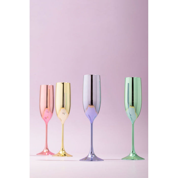 MIMO SET OF 4 MULTICOLOUR CHAMPAGNE GLASSES - Modern Home Interiors