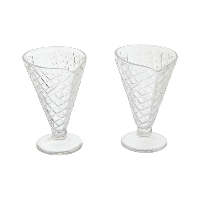 Tapered Waffle Cone Design Sundae Dessert Glasses - Set of 4