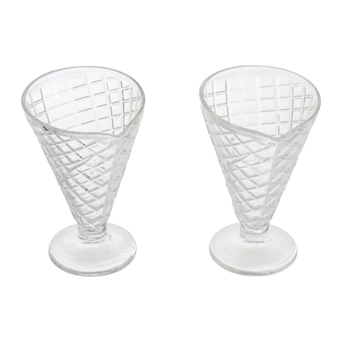 Tapered Waffle Cone Design Sundae Dessert Glasses - Set of 4