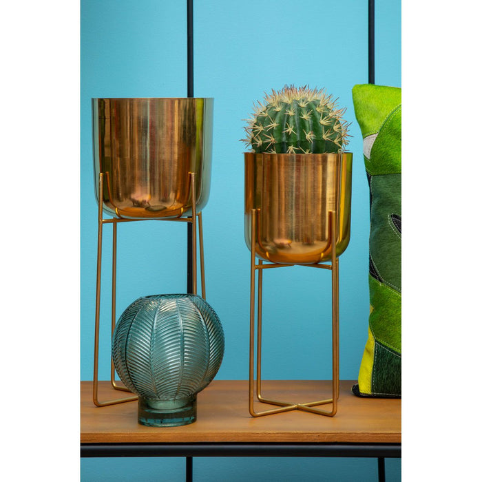 Floor Standing Planter - Gold