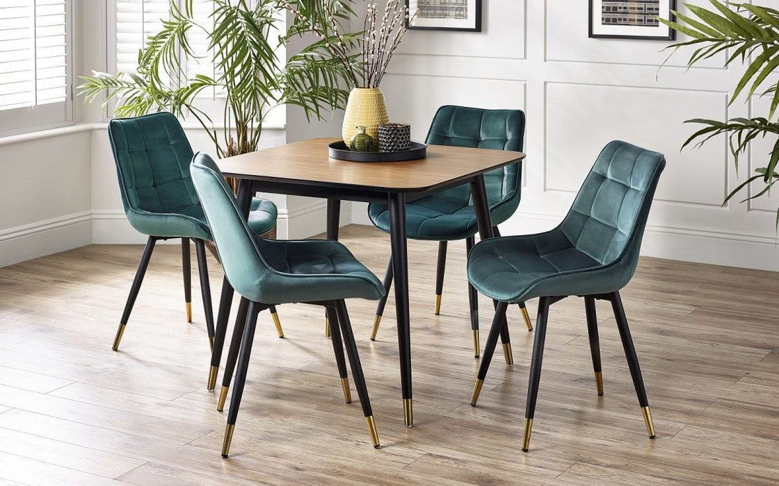 Findlay Square Dining Table & 4 Hadid Green Chairs