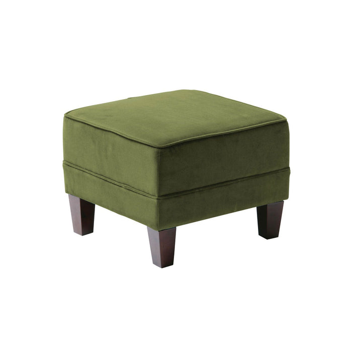 Medan Dark Green Velvet Footstool - Modern Home Interiors