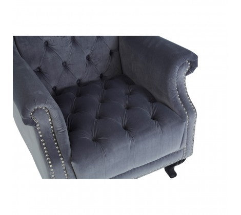 Regents Park Tall Porter Grande Armchair - Grey Velvet - Modern Home Interiors