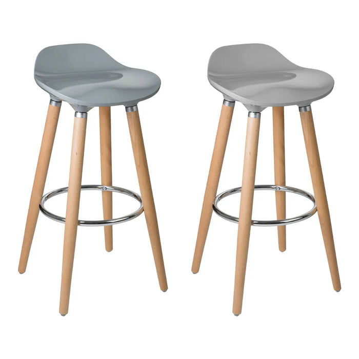 Grey Metal Seat Bar Stool with Beechwood Legs