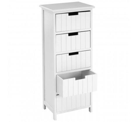 New England White 5 Drawer Tall Chest - Modern Home Interiors