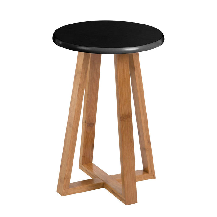 Viborg Black Bamboo Round Stool - Modern Home Interiors