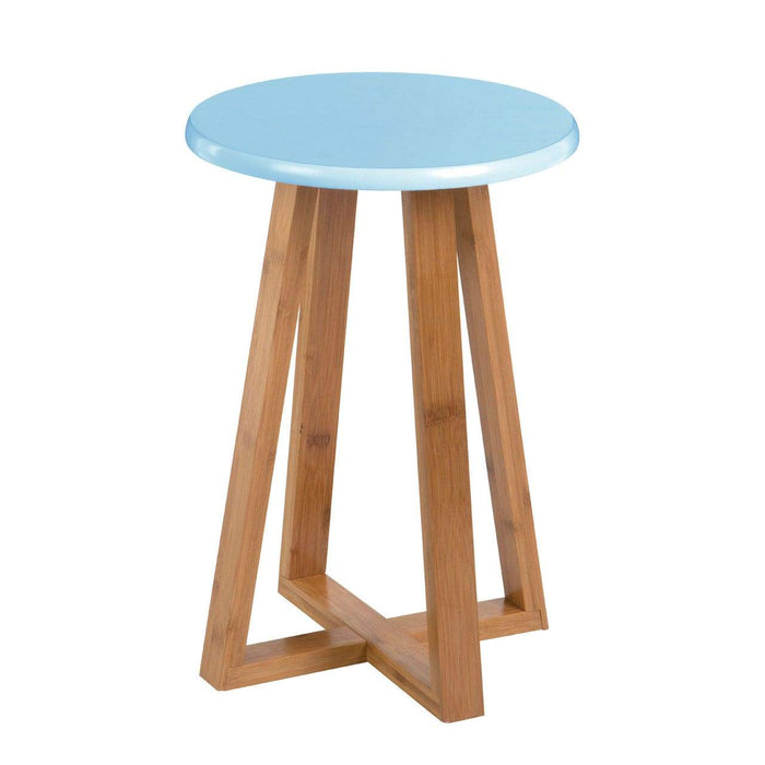 Vibo Blue Bambo Round Stool - Modern Home Interiors