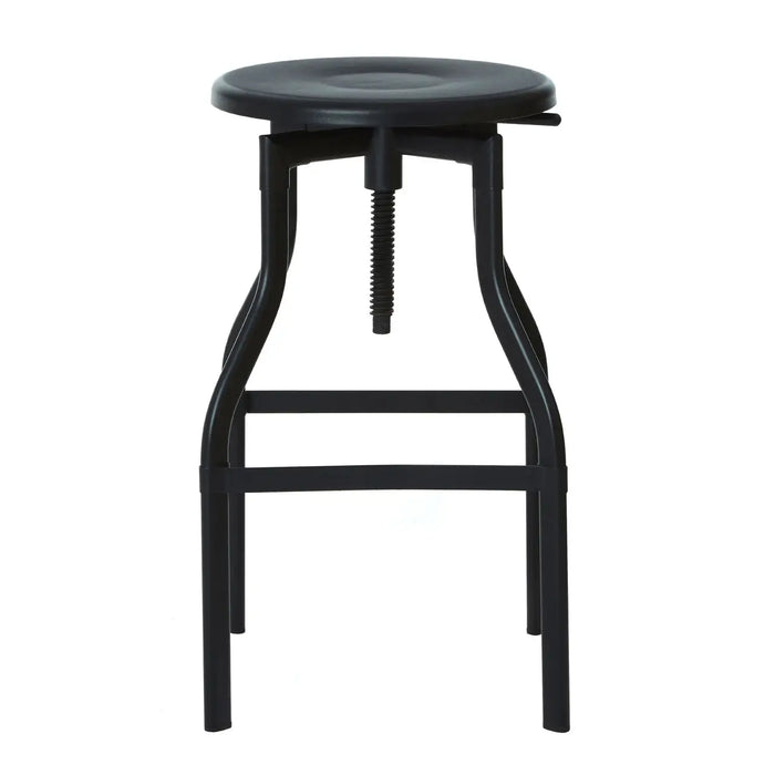 Height Adjustable Black Powder Coated Metal Seat Industrial Style Bar Stool