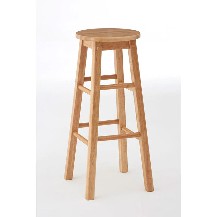 Natural Hevea Wood Rubberwood Tall Bar Stool