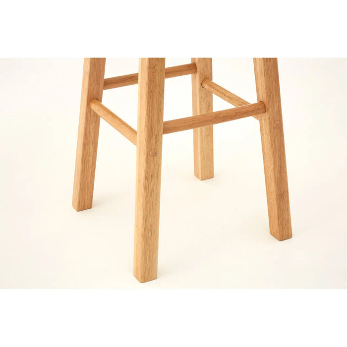 Natural Hevea Wood Rubberwood Tall Bar Stool