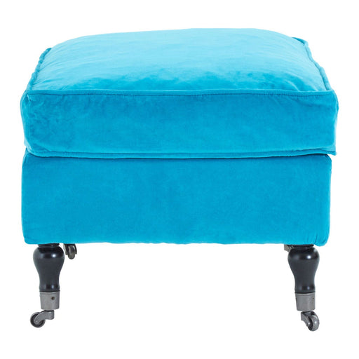 Plush Cotton Velvet Footstool - Teal - Modern Home Interiors