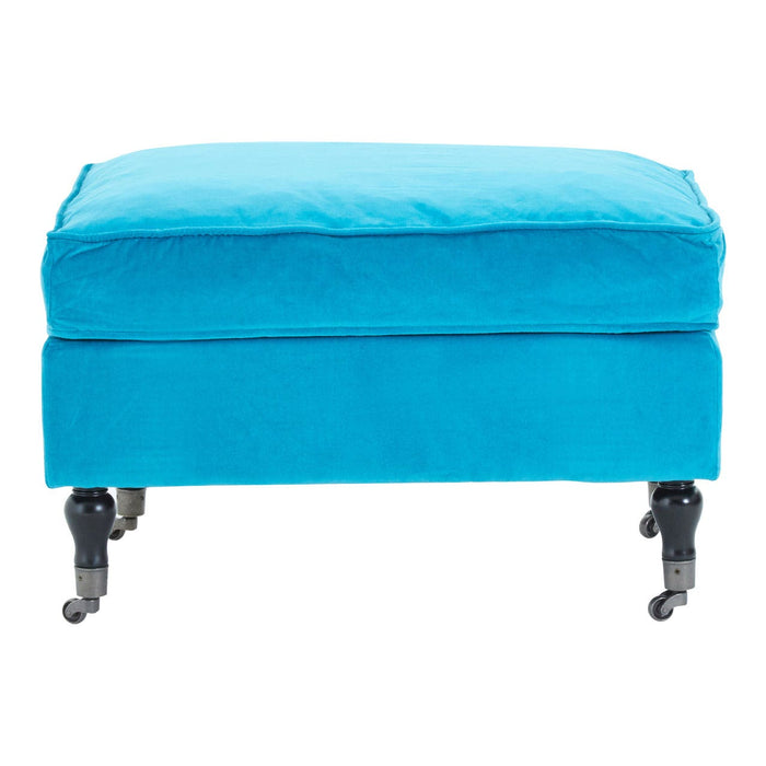 Plush Cotton Velvet Footstool - Teal - Modern Home Interiors