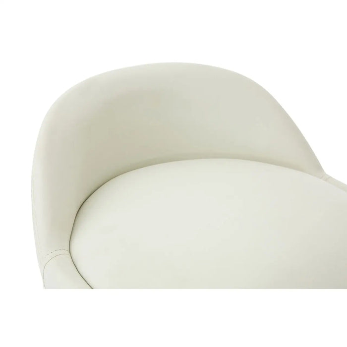 Curved Shaped White Faux Leather Seat with Chrome and Beechwood Legs Bar Stool