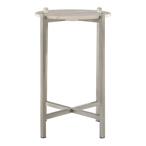 Templar White Marble Table with Lattice Base - Modern Home Interiors