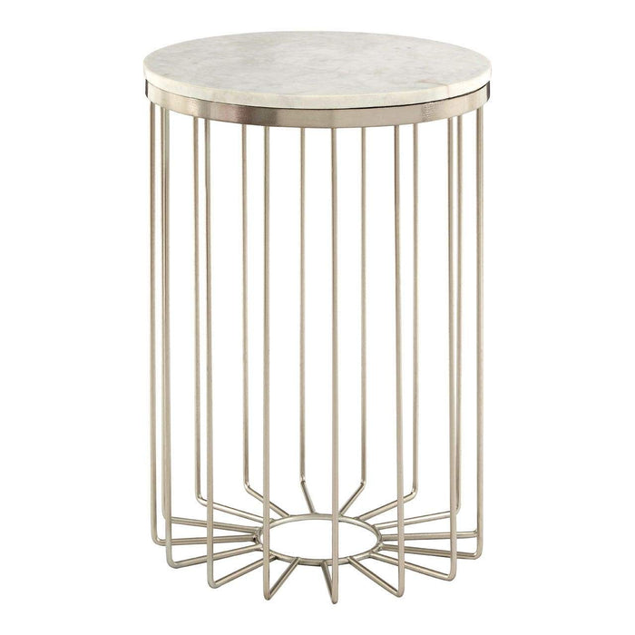 Templar White Marble Cage Design Iron Table - Modern Home Interiors