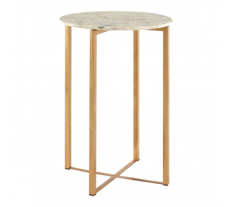 Templar White Marble Side Table With Lattice Base - Modern Home Interiors