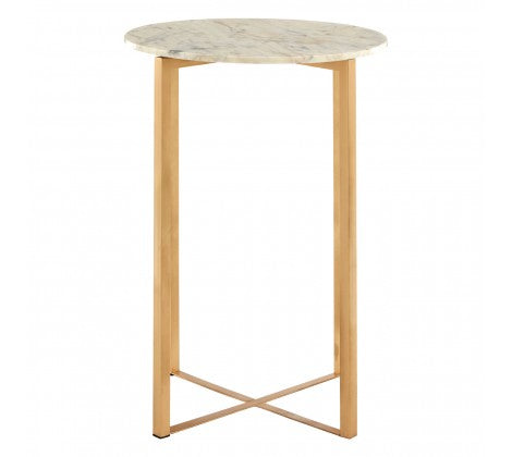 Templar White Marble Side Table With Lattice Base - Modern Home Interiors