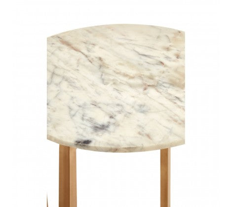 Templar White Marble Side Table With Lattice Base - Modern Home Interiors