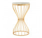 Templar White Marble and Gold Pinched Base Iron Side Table - Modern Home Interiors