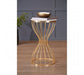 Templar White Marble and Gold Pinched Base Iron Side Table - Modern Home Interiors