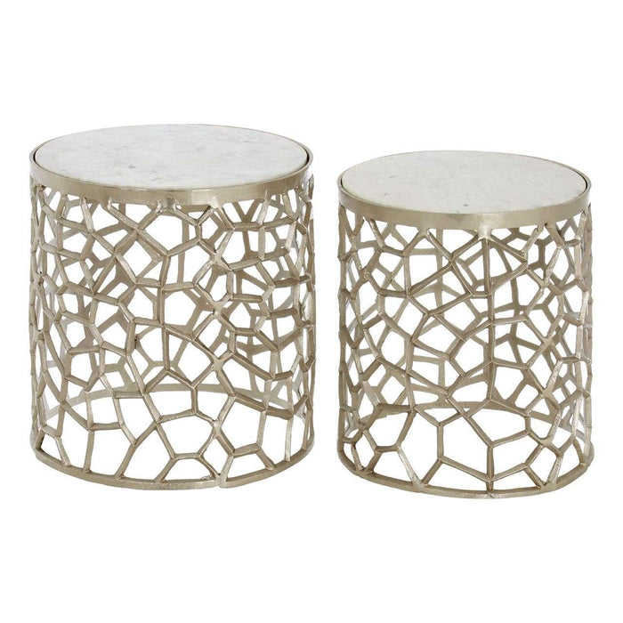 Templar Nickel/ Marble Side Tables - Modern Home Interiors