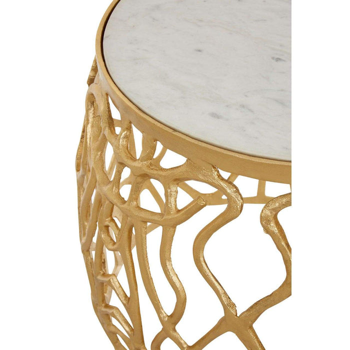 Templar Gold Finish / Marble Side Tables - Modern Home Interiors