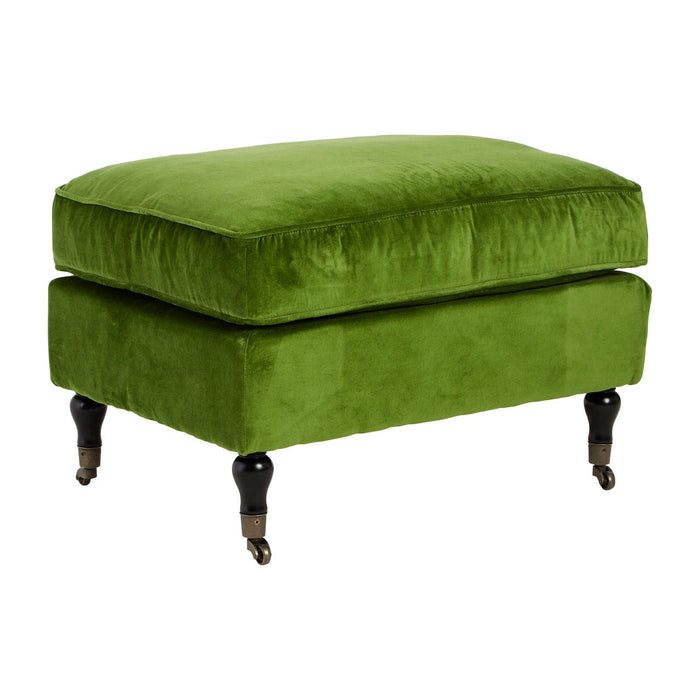 Plush Velvet Footstool - Green - Modern Home Interiors