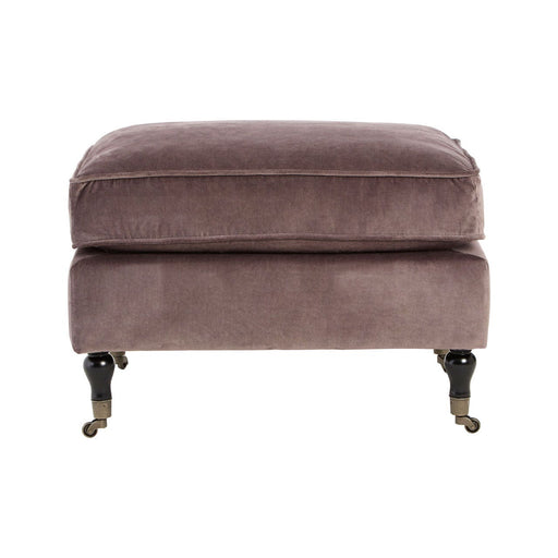 Medan Grey Plush Velvet Footstool with Wheels - Modern Home Interiors