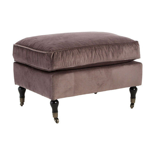 Medan Grey Plush Velvet Footstool with Wheels - Modern Home Interiors