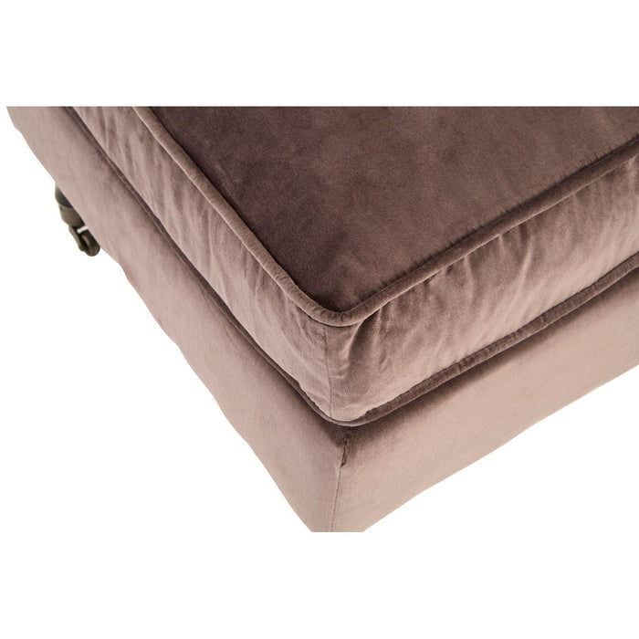 Medan Grey Plush Velvet Footstool with Wheels - Modern Home Interiors