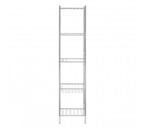 5 Tier Chrome Shelf Unit With Basket - Modern Home Interiors