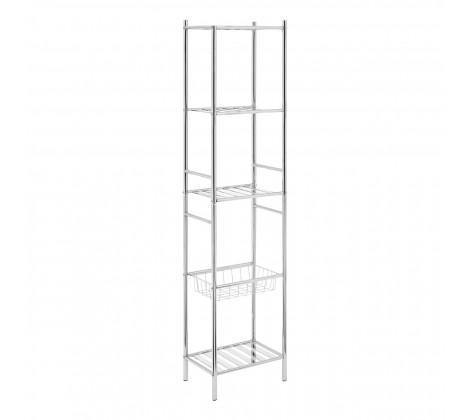 5 Tier Chrome Shelf Unit With Basket - Modern Home Interiors