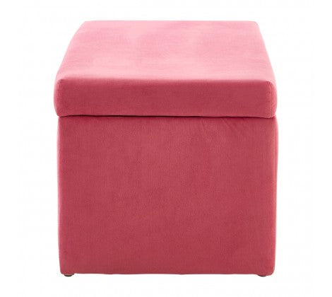 Mia Kids Ottoman Velvet Pink Storage Box - Modern Home Interiors