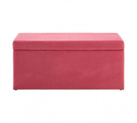 Mia Kids Ottoman Velvet Pink Storage Box - Modern Home Interiors