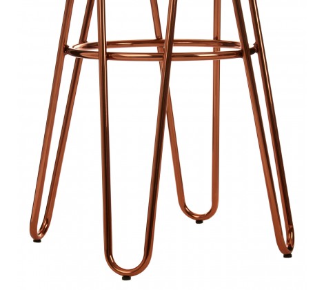 District Rose Gold & Elm Wood Hairpin Stool - Modern Home Interiors